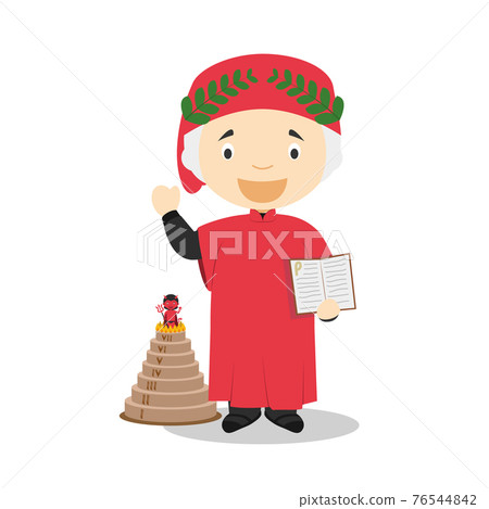 Dante Alighieri cartoon character. Vector Stock Illustration