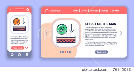 Effect on the skin web banner and mobile app kit. Health care. Outline vector illustration 76545088