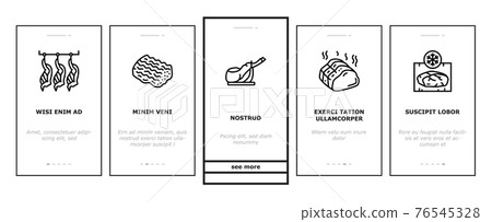 Meat Factory Product Onboarding Icons Set Vector 76545328