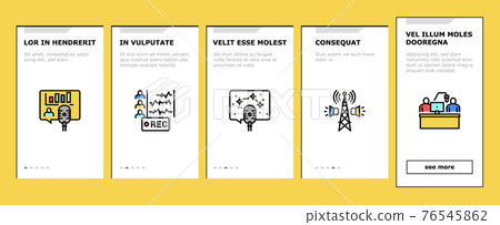 Radio Studio Podcast Onboarding Icons Set Vector Radio Studio Podcast Onboarding Icons Set Vector 76545862