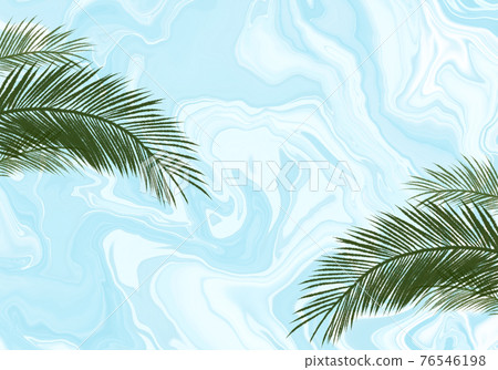 棕櫚葉和藍色大理石圖案 棕櫚葉和藍色大理石圖案 76546198