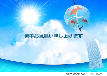 Edo wind chime summer sky image material 76546246