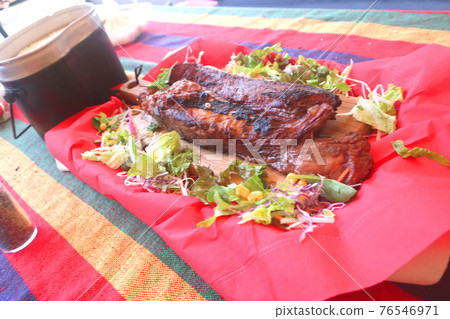 Grilled ribs on the barbecue Grilled ribs on the barbecue 76546971