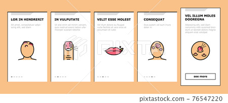 Skin Disease Symptom Onboarding Icons Set Vector - Stock Illustration ...
