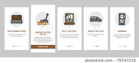 Funeral Burial Service Onboarding Icons Set Vector 76547238