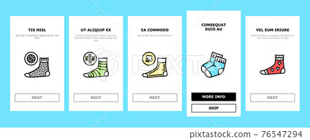 Socks Fabric Accessory Onboarding Icons Set Vector Socks Fabric Accessory Onboarding Icons Set Vector 76547294