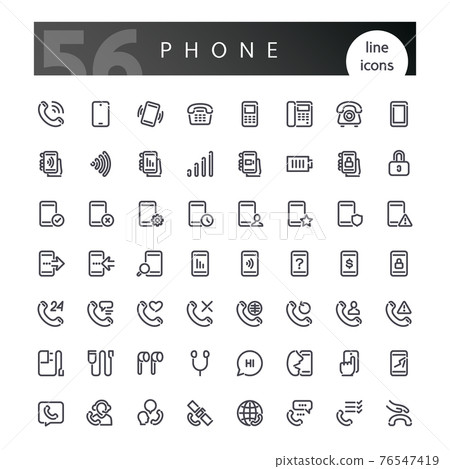Phone Line Icons Set Phone Line Icons Set 76547419
