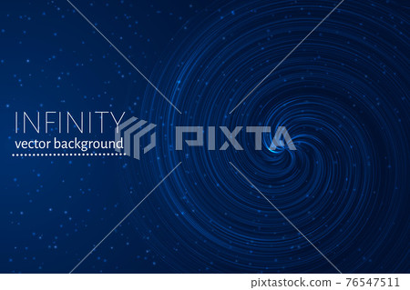 Dark blue wavy space background. Glowing spiral cosmic banner. Infinity vector illustration. Easy to edit design template. Dark blue wavy space background. Glowing spiral cosmic banner. Infinity vector illustration. Easy to edit design template. 76547511