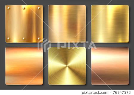 Realistic brushed metal textures set. Polished stainless steel background. Vector illustration. 76547573