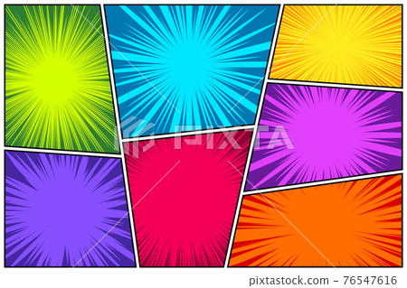 Comic book colorful radial lines collection. Cartoon comics background with motion, speed lines Comic book colorful radial lines collection. Cartoon comics background with motion, speed lines 76547616