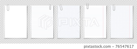 Realistic blank paper sheets in A4 format with metal clip, holder on transparent background 76547617