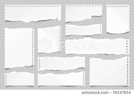 Ripped paper strips isolated on transparent background. Realistic paper scraps with torn edges Ripped paper strips isolated on transparent background. Realistic paper scraps with torn edges 76547654
