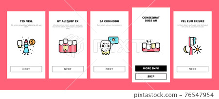 Children Dentist Dental Care Onboarding Icons Set Vector Children Dentist Dental Care Onboarding Icons Set Vector 76547954