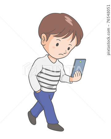 一個人帶著智能手機走路 76548051