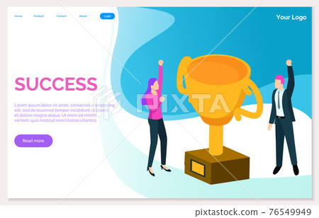 Success banner. Winner vision, reaching the goal, business target. Successful teamwork strategy 76549949