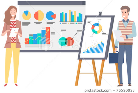 Successful business project presentation, company strategy planning, statistics indicators analysis 76550053