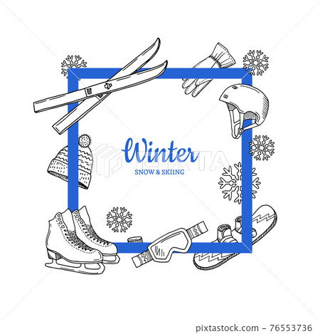 frame with place for text hand drawn winter sports frame with place for text hand drawn winter sports 76553736