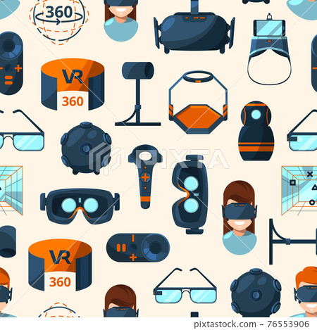 pattern or background illustration with flat style virtual reality elements 76553906