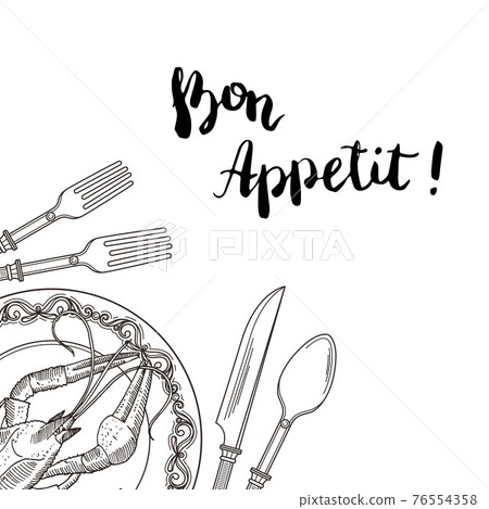 background with hand drawn tableware elements 76554358