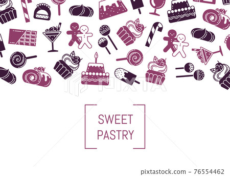 flat style sweets icons background with place for text 76554462