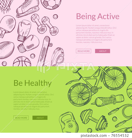 hand drawn sports equipment horizontal banner templates hand drawn sports equipment horizontal banner templates 76554532