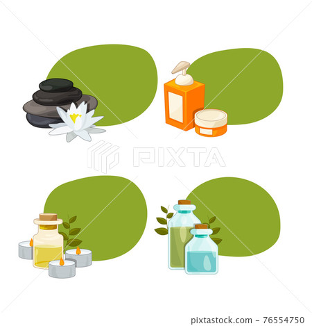 set of stickers with cartoon beauty and spa elements set of stickers with cartoon beauty and spa elements 76554750
