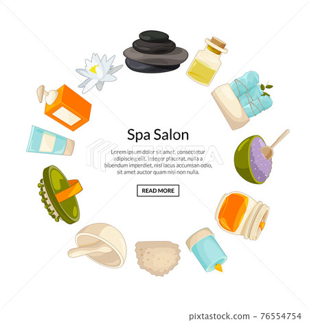 r with cartoon beauty and spa elements 76554754