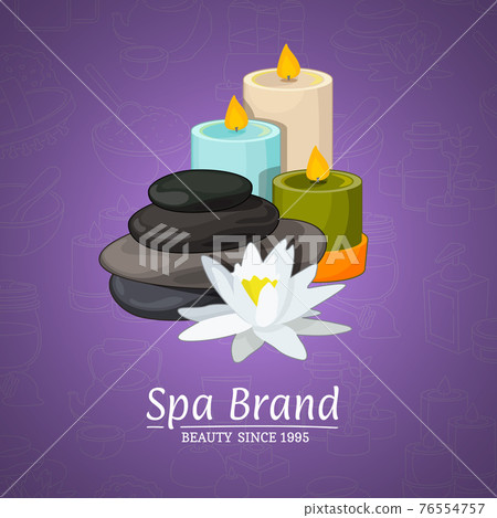 illustration with cartoon beauty and spa elements and place for text on gradient background illustration with cartoon beauty and spa elements and place for text on gradient background 76554757