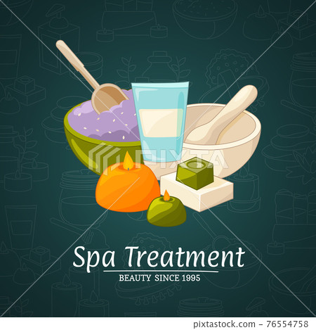 illustration with cartoon beauty and spa elements illustration with cartoon beauty and spa elements 76554758