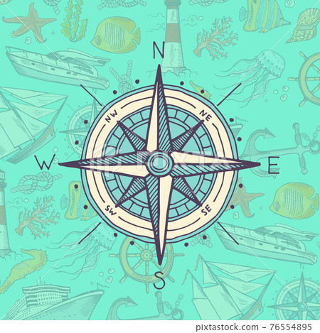 colored and sketched compass colored and sketched compass 76554895