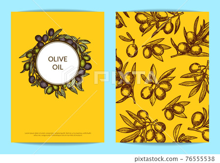 card or flyer template with hand drawn olive branches 76555538