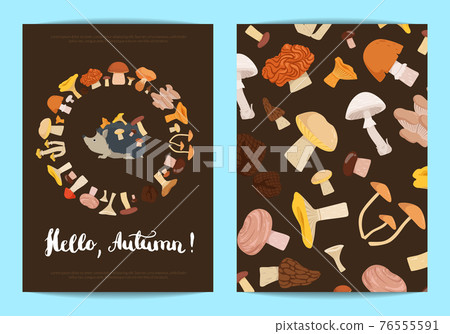 card or flyer templates with cartoon mushrooms illustration card or flyer templates with cartoon mushrooms illustration 76555591