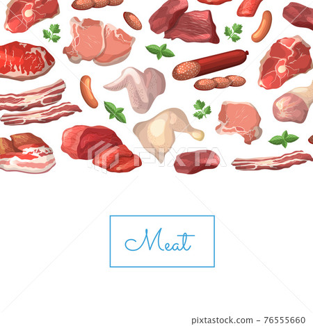 cartoon meat elements background illustration with place for text 76555660