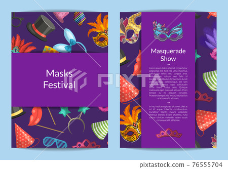 card or flyer templates set with masks and party card or flyer templates set with masks and party 76555704