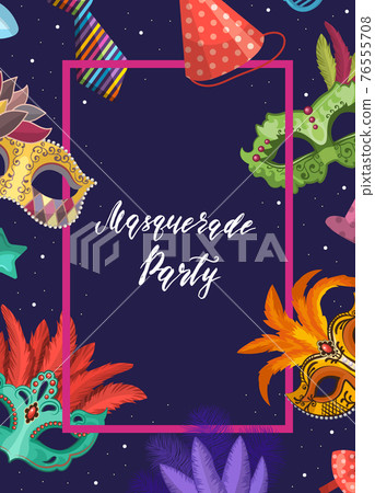 frame with masks and party frame with masks and party 76555708