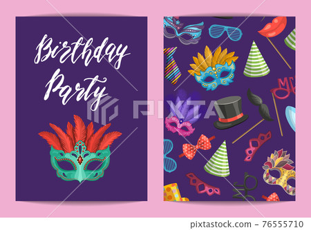 card or flyer template with masks and party accessories card or flyer template with masks and party accessories 76555710