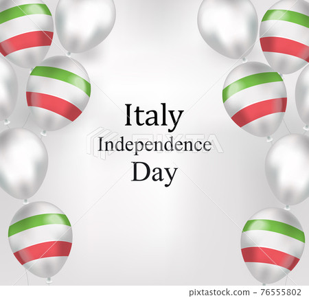 Happy Italy independence day poster, banner with realistic balloons.Vector illustration Happy Italy independence day poster, banner with realistic balloons.Vector illustration 76555802