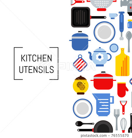 flat style kitchen utensils background illustration with place for text flat style kitchen utensils background illustration with place for text 76555870