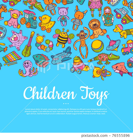 hand drawn colored children or kid toys illustration 76555896