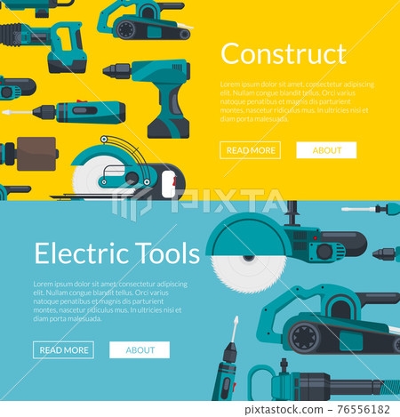 illustration with electric construction tools 76556182