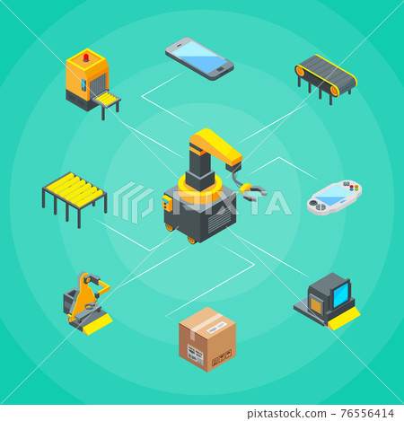 isometric conveyor elements infographics concept illustration isometric conveyor elements infographics concept illustration 76556414