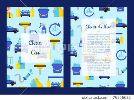 card templates set for with car wash flat icons 76556622