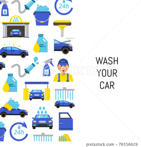 with car wash flat icons 76556629
