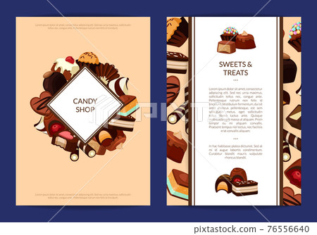 card or flyer templates set with cartoon chocolate candies card or flyer templates set with cartoon chocolate candies 76556640