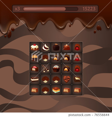 concept illustration game with chocolate candies, concept illustration game with chocolate candies, 76556644