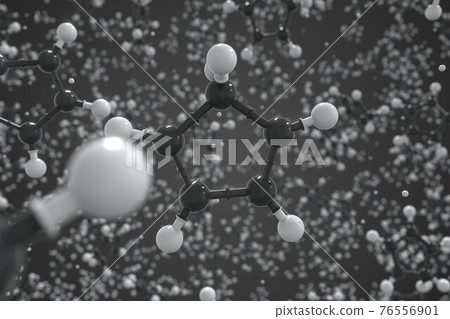 Cyclopentadiene molecule, scientific molecular model, 3d rendering 76556901