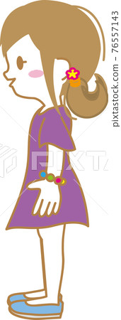 Sideways girl walking Sideways girl walking 76557143