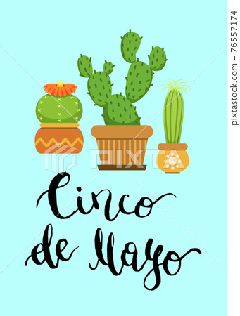 Cacti in pots in flat style and Cinco De Mayo Cacti in pots in flat style and Cinco De Mayo 76557174