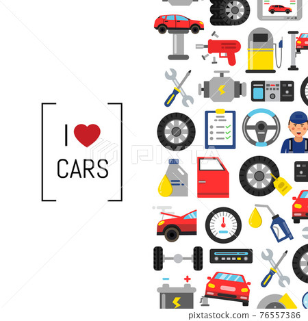background with flat style car service elements and place for text background with flat style car service elements and place for text 76557386