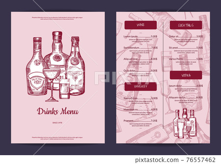 drinks menu template for bar, cafe or restaurant 76557462